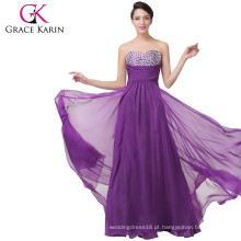 Novos produtos! 2015 Grace Karin Strapless Sweetheart Beaded Long Purple Evening Dresses CL6276